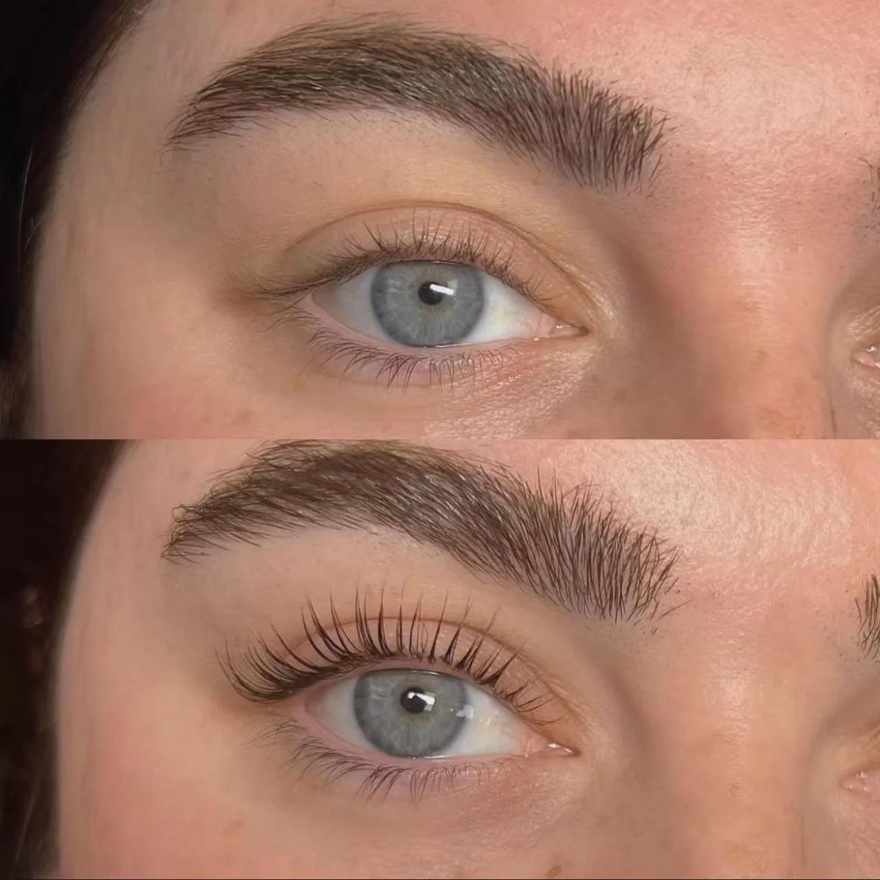 Lash lift before and after comparison