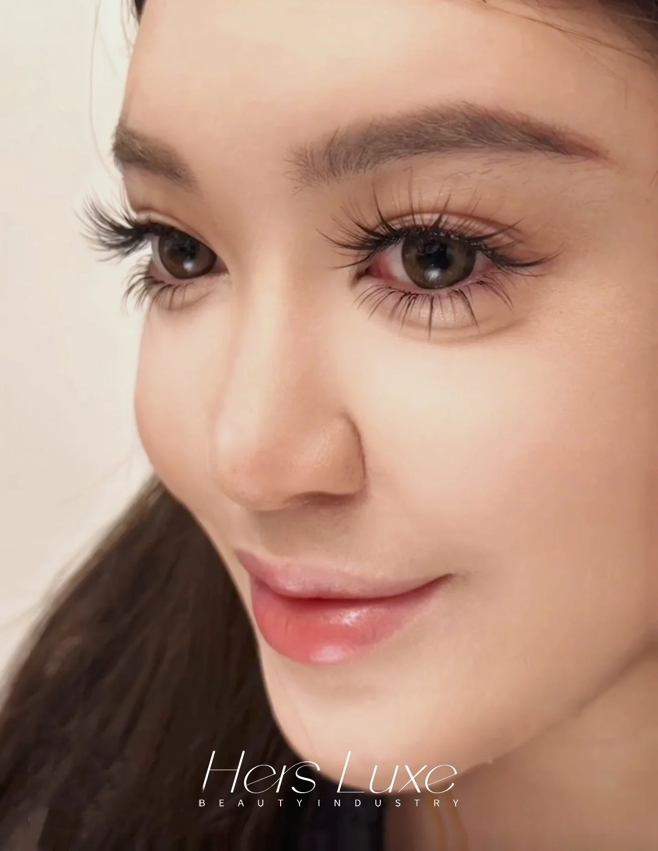 Hers Luxe lash extension result — custom wispy set